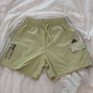 Adidas Green Athletic Shorts Lightweight Elastic Waist